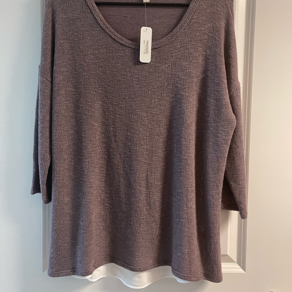 NWT Charming Charlie lavender top with sheer underlay at hips